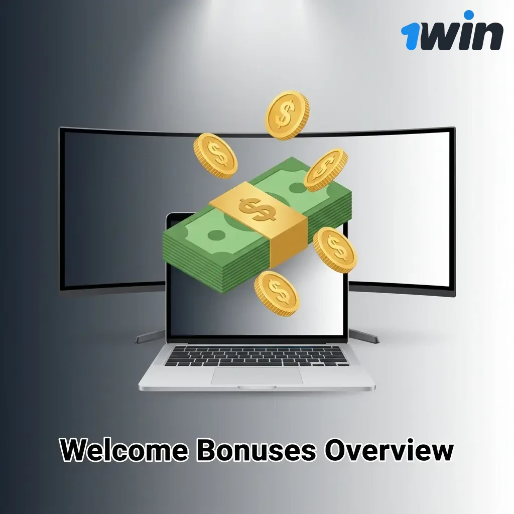 1win welcome bonus table showing deposit bonuses from 130% to 170% match with ₹300 minimum deposit and wagering requirements
